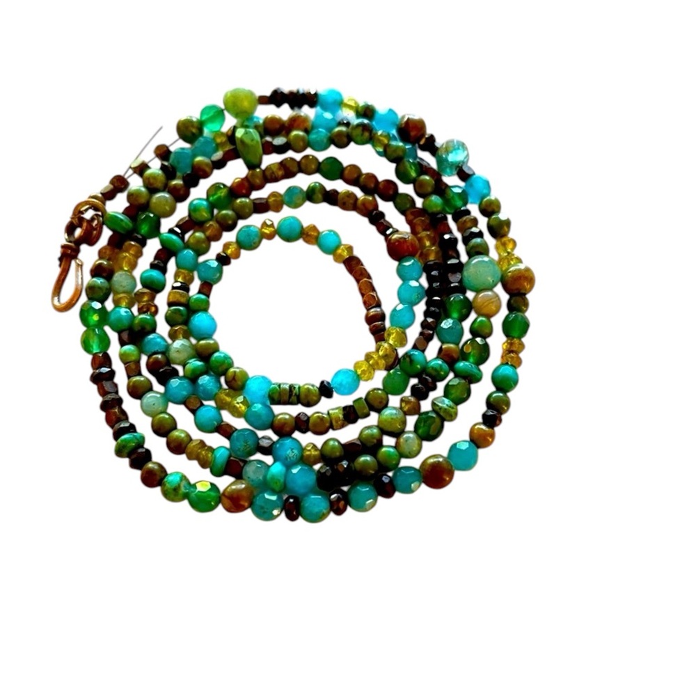 Turquoise Precious beaded necklace peridot black onyx necklace blue agate .925